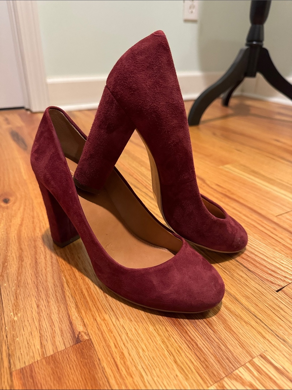 J.Crew size 6.5 Women's Burgundy Suede Block Heel Pumps